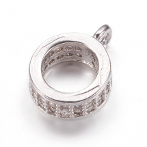 Krawatka do Biżuterii, Mosiądz z Cyrkoniami, Platyna, 10x7.5x3mm, Otwór 1mm, Średnica wewnętrzna 5mm, 1szt (13WB26967)