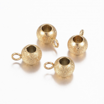 Bail Rondel, Stal Nierdzewna, Pył Gwiezdny, Powłoka Jonowa (IP), Złoto, 9x6x4,5mm, Otwór 2mm, 4szt (13WB26970)