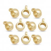 Bail Okrągły ze Stopu, Matowy, Styl Tybetański, do Wisiorków i Zawieszek, Pozłacany 18K, 9x6x4mm, 10szt (13WB26979)
