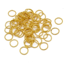 Колечка Одинарні Відкриті, Залізо, Рельєфні, Колір: Золото, 12х1мм, Внутрішній Діаметр 10мм, близько 75шт/20г, (13WB27020)