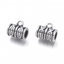 Бейл, Нержавіюча Сталь, Трубка, Тибетський Стиль, Античне Срібло, 9.5х10х7мм, Отвір 2мм, Внутрішній Діаметр: 4мм, (13WB27123)