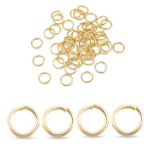 Kółeczka Ogniwka Pojedyncze Otwarte, Stal Nierdzewna, Pozłacane 18K, 6x0.8mm, 50szt (13WB27043)