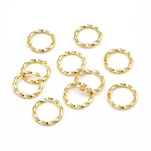 Кільця Одинарні Відкриті Сполучні Нержавіюча Сталь Текстурні Спіральні, Позолота 24К, 8x1мм, (13WB27064)