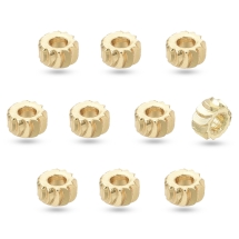 Намистини, Латунь, Стійке Покриття, Рондель, Покриття Золото 18К, 4х2мм, Отвір 1.6мм, (13WB27323)
