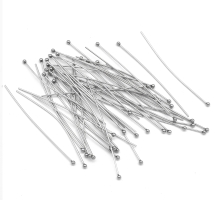 Szpilki z Kulką, do Rękodzieła i Biżuterii, Stal Nierdzewna, 50x0.7mm, Kulka 2mm, 50 szt (13WB27970)