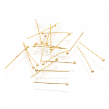 Szpilki z Kulką Mosiądz, Pozłacany 18K, 20x0.6mm, Kulka 1.8mm, 20szt (13WB27974)