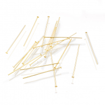 Піни Гвоздики, Плоский Капелюшок, Латунь, Покриття Золото 18К, Довговічне Покриття, Розмір: 25.5х0.6мм, Капелюшок 2мм, (13WB27977)