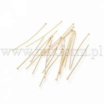 Szpilki Goździki, do Rękodzieła i Biżuterii, Stal Nierdzewna, Płaska Czapka, Złoty, 45x0.7mm, 20 szt (13WB27982)