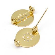 Baza do Broszki z Zapięciem Agrafka, Mosiądz, Klasa AAA, Pozłacany 18K, 18x3mm, Pin 1mm, 2 szt (13WB27994)