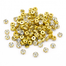 Dżety do Przyszycia Szkło i Mosiądz 10x7mm Kolor: Kryształ około 144szt (13WB28124)