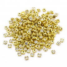 Пришивні Скляні Стрази, Круглі, ЦАПи Латунь, Колір: Кристал, Розмір: 8х5.5мм, Отв-тя 1-3мм, (13WB28125)