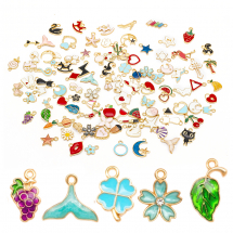 Набір Підвіски та Кулони зі Сплаву з Емаллю, Мікс, Світле Золото, 8-26x4-22x1-3мм, Отвір 0.9-4мм, 100шт/упак, (13WB28136)