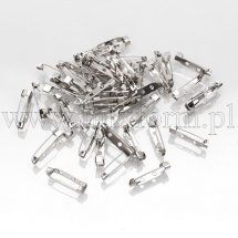 Baza do Broszki Szpilka, Żelazne, 2 Otwory, Platynowy, 25x5x6mm, Otwór 1.5mm, 50szt (13WB28203)