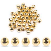 Koraliki Dystansowy, Mosiądz, Pozłacane 18K, Okrągłe, 4mm, Otwór 1.2mm, 50szt (13WB28230)