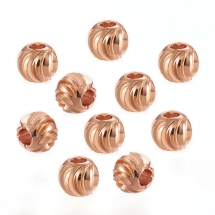 Koraliki Mosiądz Okrągłe Ryflowany 6x5mm Powłoka Odporna Różowe Złoto 10szt (13WB28233)