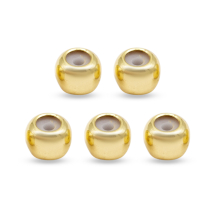 Koraliki Mosiężne z Gumową Wkładką, Koraliki Stopery, Okrągłe, Złoty, 4x3mm, 5szt (13WB28241)