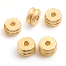 Намистини Латунь Рондель, Матові, Стійке Покриття Золото 14К, 7х4мм, Отвор: 1.8мм, (13WB28250)