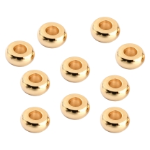 Koraliki Mosiądz, Powłoka Odporna, Pozłacane 24K, Płaski Okrągły, Rozmiar: 4x1.5mm, Otwór: 1.5mm, 10szt (13WB28257)