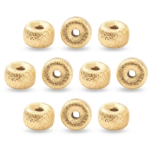 Намистини Латунь Стійке Покриття Круглі, Плоскі, Покриття Золото 18К, 6х4мм, Отвір 1.2мм, (13WB28259)