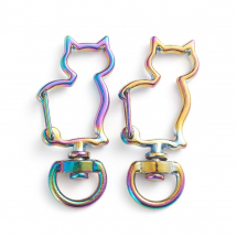 Zapięcie Obrotowe Karabińczyk-Lobster, Kot, Stop, Wielokolorowy, 41x18x5mm, Otwór 4x9.5mm, 2szt (13WB28280)