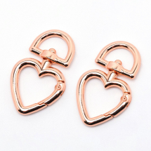 Zapięcie Karabinek Obrotowy, Stop, Serce, Różowe Złoto, Rozmiar: 44.5x26.5x5.5mm, Otwór 14x6.5mm, 2szt (13WB28293)