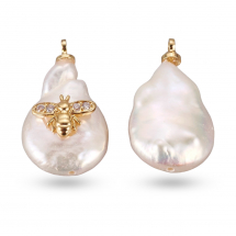 Wisiorek Naturalne Perły Rzeczne, Mosiądz 18K Pozłacany, Powłoka Trwała, Bryłka, 16-22x12-13x6.5-7mm, 1 szt (13WB28358)