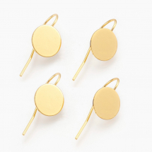 Швензи, Латунь, Гачок з Круглою Основою під Кабошон, без Нікеля, Колір: Золото, Розмір: 24х10х0.7мм, (13WB28553)