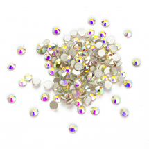 Скляні Стрази - Кабошони, Грановані, Клас А, SS5 Плоскі Круглі, Колір: Кристалл АВ, Розмір: 1.7 ~ 1.8мм, (13WB28699)