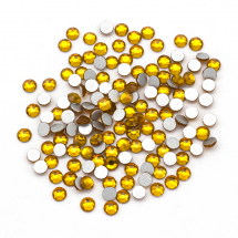 Скляні Стрази - Кабошони, Грановані, Клас А, SS6 Плоскі Круглі, Колір: Топаз, Розмір: 1.9 ~ 2 мм, (13WB28701)