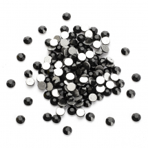 Скляні Стрази - Кабошони, Грановані, Клас А, SS8 Плоскі Круглі, Колір: Чорний, Розмір: 2.3 ~ 2.4мм, (13WB28710)