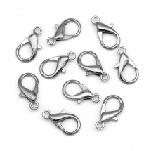 Застібка Карабін-Лобстер, Метал, Колір: Збройна Сталь, Розмір: 21х12мм, Отвір 2мм, (13WB28791)