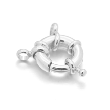 Zapięcie Pierścień Sprężynowy, Mosiądz, Platerowany Srebrem 925, 15x5mm, Otwór 2mm, 1szt (13WB28826)
