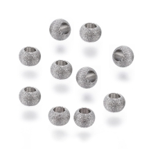 Koraliki Teksturowany, Gwiezdny Pył, Stal Nierdzewna, Okrągłe, 4x3mm, Otwór 1.8mm, 10szt (13WB28829)