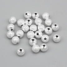 Koraliki Teksturowany, Gwiezdny Pył, Mosiądz, Okrągłe, 6mm, Otwór 1mm, Kolor: Srebrny, 25szt (13WB28886)