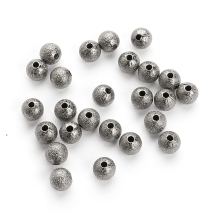 Koraliki Teksturowany, Gwiezdny Pył, Mosiądz, Okrągłe, 6mm, Otwór 1mm, Kolor: Stal Pistoletowa, 25szt (13WB28887)