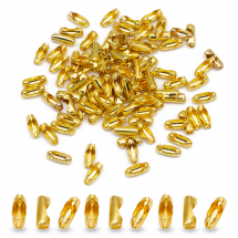 Zapięcie Łącznik do Łańcuszka Kulkowego, Żelazny, Złoty, 9x3x3mm, Średnica Wewnętrzna 2mm, ok. 100szt, (2WB10166)