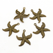 Кулон Морська Зірка, Метал, Бронза, 26x23x2.5мм, Отвір 1мм, (14WB8154)