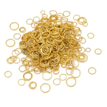 Kółeczka Ogniwka Pojedyncze Otwarte Żelazo Rozmiar Mix 4-10x0.7-1mm Kolor: Złoty około 600szt/50g (5WB8126)