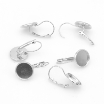 Kolczyki do Kaboszonów Mosiądz 25-27x13-14mm Średnica wewnętrzna 12mm Pin 0.5mm Kolor: Srebrny 6szt (2WB29328)