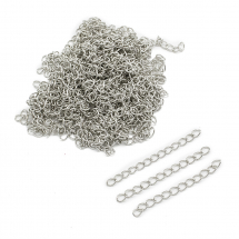 Końcówki Łańcuszki Przedłużające, Żelazne, Platyna, 45-55x3.5mm, Ogniwo 5.5x3.5x0.5mm, 100szt (14WB6211)
