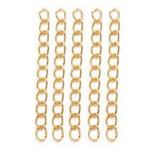 Końcówki Łańcuszki Przedłużające, Żelazne, Złote, 45~55x3.5mm, Ogniwo 5.5x3.5x0.5mm, 100szt (14WB6212)