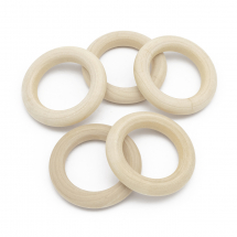 Łącznik Kółko, Drewniane, do Macrame, Surowe, Kolor: Beżowy, 65x10mm, 5szt (13WB12842)