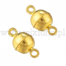 Zapięcie Magnetyczne, Mosiężne, Okrągła, Złoty, 11.5x6mm, otwór 1.2mm, 2szt (Q6WB735)