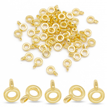 Bail Rondel ze Stopu, Styl Tybetański, do Wisiorków i Zawieszek, Złoto, 6.5x2mm, 50szt (13WB10591)