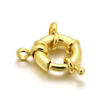 Застібка Кільце Пружинне, Латунь, Кільце, Покриття Золото 18К, Розмір: 17х6мм, Отвір 3мм, (13WB12266)