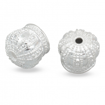 Stożek Nakładki na Koraliki, Mosiądz, Srebro, 12x10mm, Otwór: 2mm, 2 szt (13WB12280)