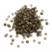 Шапочки для Бусин Залізні, Квітка, Колір: Бронза, Розмір: 6х1мм, Отвір 1мм, близько 940шт / 25г, (13WB16793)