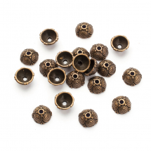 Шапочки для Бусин, Сплав, Круглі, Колір: Мідь, Розмір: 8х8х4.5мм, Отвір 2мм, (13WB16830)