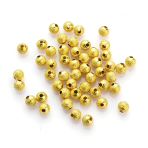 Koraliki Teksturowany, Mosiądz, Okrągłe, Złote, 4 mm, Otwór 1mm, 50szt (13WB16989)