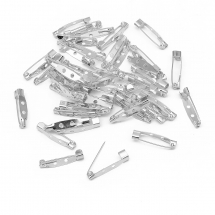 Baza do Broszki, Szpilka, Żelazne, 2 otwory, Srebrny, 25x5mm, Otwór 2mm, 50szt (13WB12777)